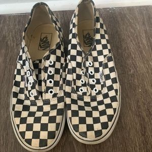 Checkerboard vans without laces